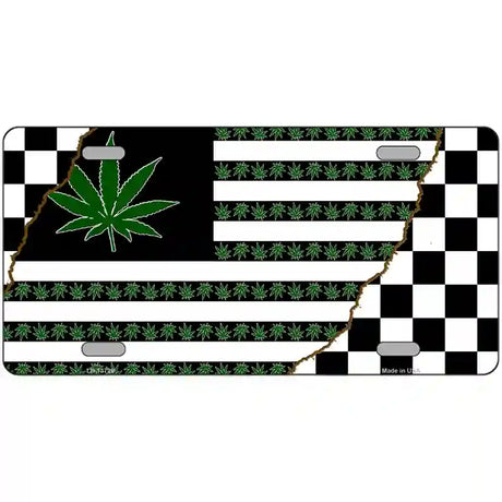 Weed American Racing Flag Novelty Metal License Plate Tag 24" x 12" (LLP)