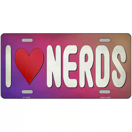 I Love Nerds Novelty Metal License Plate Tag 24" x 12" (LLP)