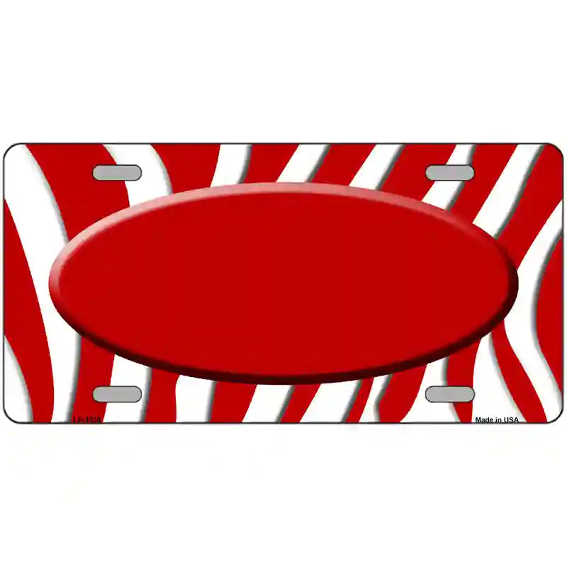 Red White Zebra Center Oval Metal Novelty License Plate 24" x 12" (LLP)