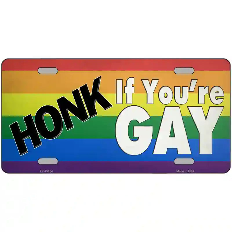 Honk If Youre Gay Novelty Metal License Plate Tag 24" x 12" (LLP)