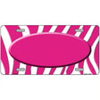 Hot Pink White Zebra Center Oval Metal Novelty License Plate 24" x 12" (LLP)