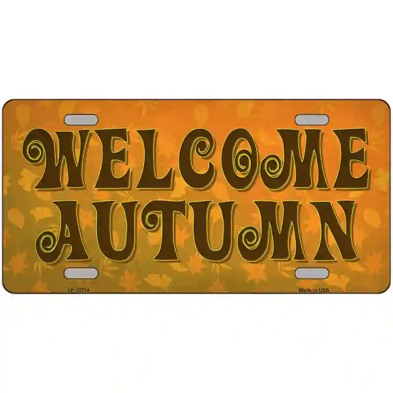 Welcome Autumn Novelty Metal License Plate Tag 24" x 12" (LLP)