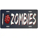 I Love Zombies Novelty Metal License Plate Tag 24" x 12" (LLP)