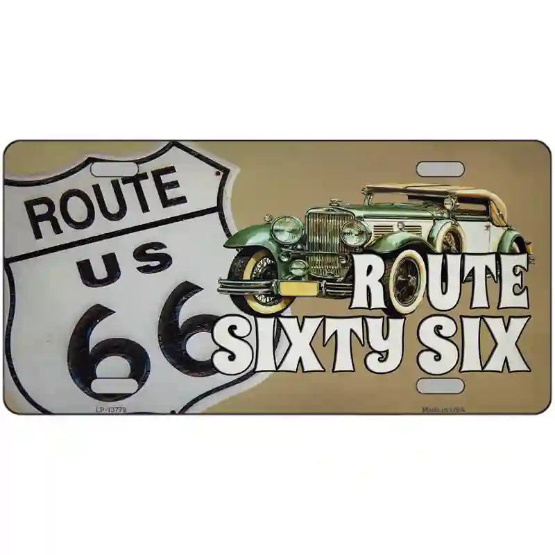 Route Sixty Six Novelty Metal License Plate Tag 24" x 12" (LLP)