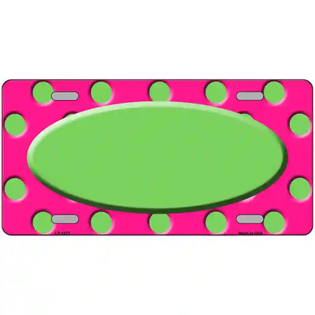 Lime Green Pink Polka Dot Lime Green Center Oval Metal Novelty License Plate 24" x 12" (LLP)