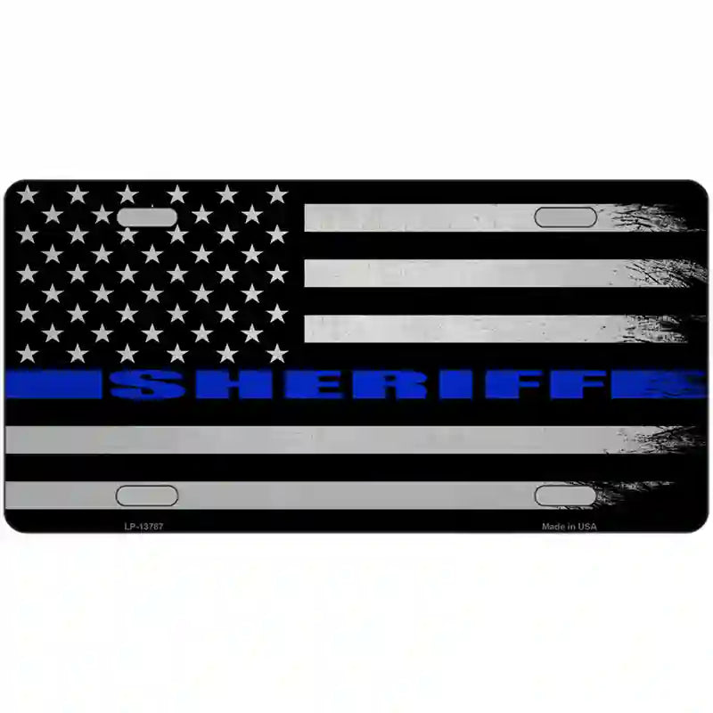 Sheriff Blue Flag Novelty Metal License Plate Tag 24" x 12" (LLP)