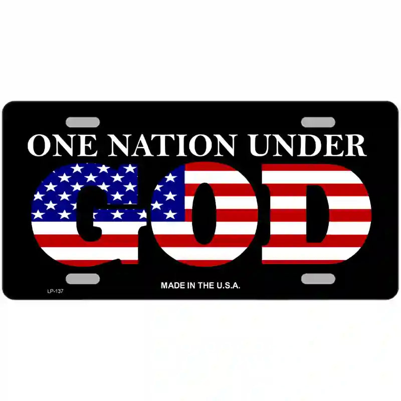 One Nation Under God Metal Novelty License Plate 24" x 12" (LLP)