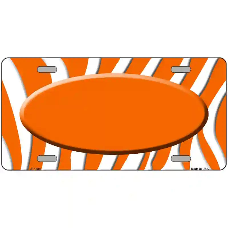 Orange White Zebra Center Oval Metal Novelty License Plate 24" x 12" (LLP)