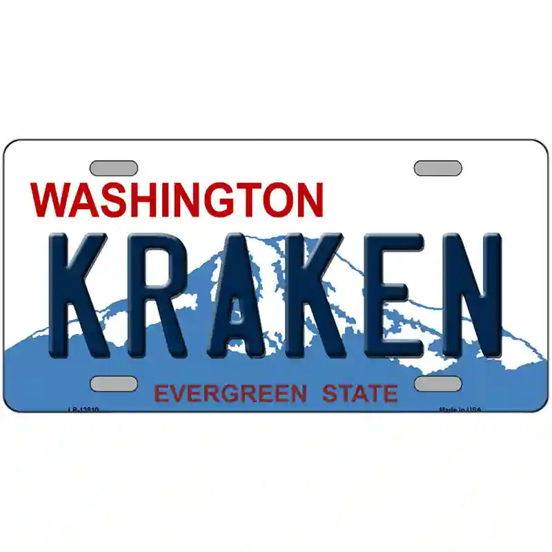 Kraken Washington Novelty Metal License Plate Tag 24" x 12" (LLP)