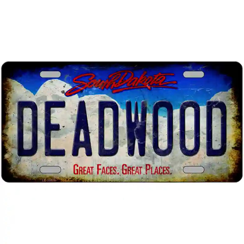 Deadwood South Dakota Rusty Novelty Metal License Plate Tag 24" x 12" (LLP)