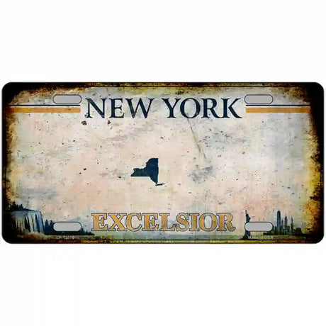 New York Excelsior Rusty Novelty Metal License Plate 24" x 12" (LLP) / Yes