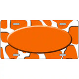 Orange White Giraffe Center Oval Metal Novelty License Plate 24" x 12" (LLP)