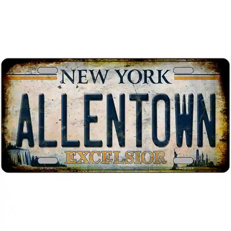 Allentown Excelsior New York Rusty Novelty Metal License Plate Tag 24" x 12" (LLP)