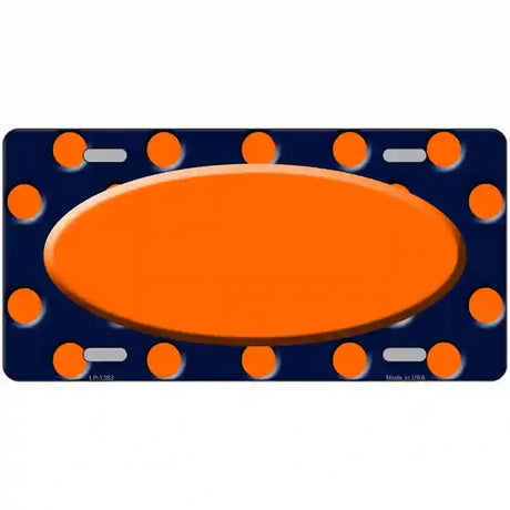 Orange Navy Blue Polka Dot Orange Center Oval Metal Novelty License Plate 24" x 12" (LLP)