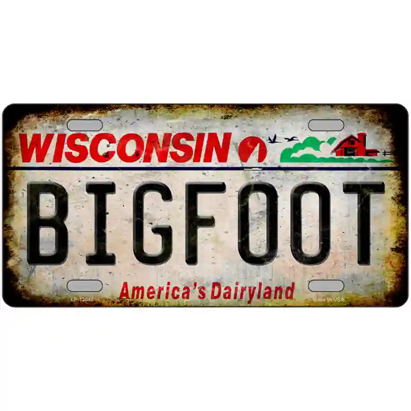 Bigfoot Wisconsin Novelty Metal License Plate Tag 24" x 12" (LLP)