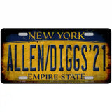 Allen Diggs 21 NY Yellow Rusty Novelty Metal License Plate Tag 24" x 12" (LLP)