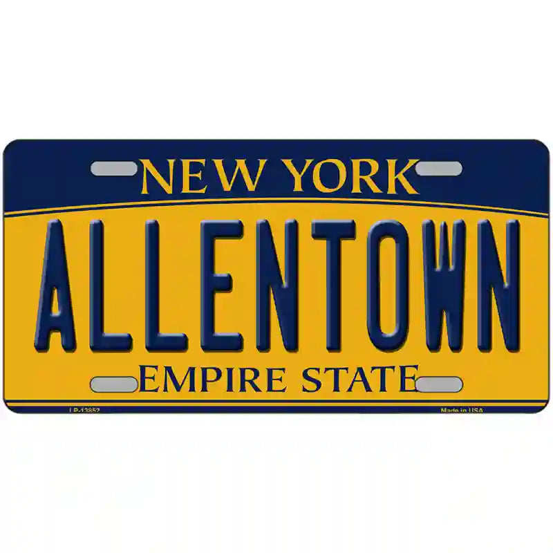 Allentown NY Yellow Novelty Metal License Plate Tag 24" x 12" (LLP)