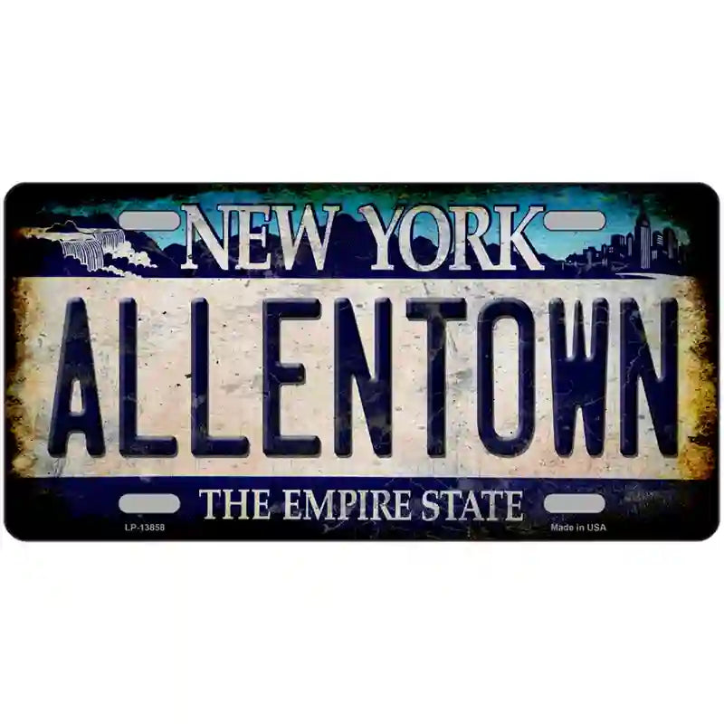 Allentown NY Blue Rusty Novelty Metal License Plate Tag 24" x 12" (LLP)