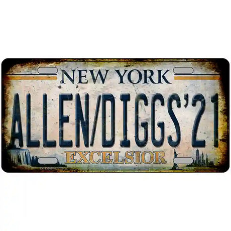 Allen Diggs 21 NY Excelsior Rusty Novelty Metal License Plate Tag 24" x 12" (LLP)