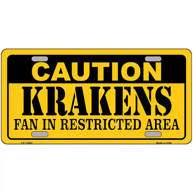 Caution Krakens Novelty Metal License Plate Tag 24" x 12" (LLP)