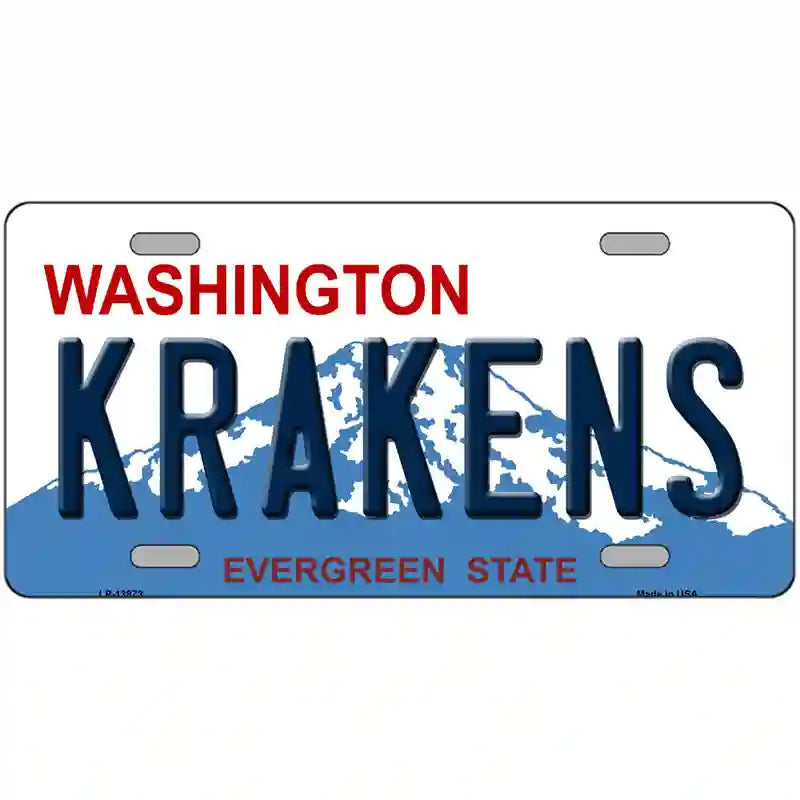 Krakens Washington Novelty Metal License Plate Tag 24" x 12" (LLP)