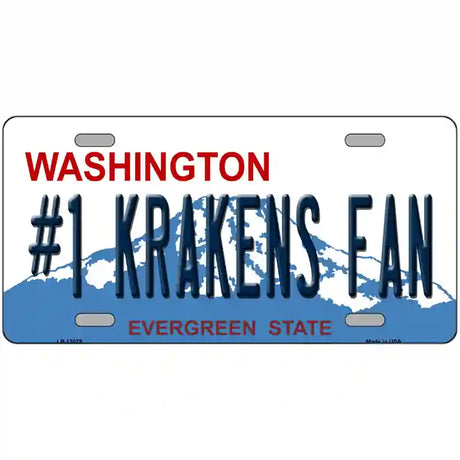 Number 1 Krakens Fan Washington Novelty Metal License Plate Tag 24" x 12" (LLP)