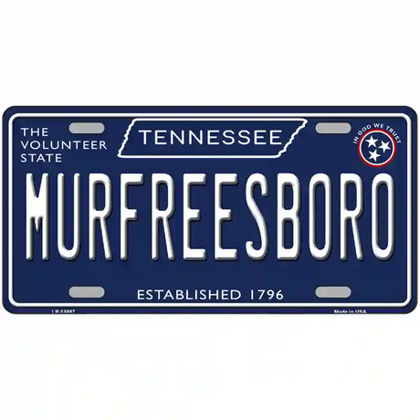 Murfreesboro Tennessee Blue Novelty Metal License Plate Tag 24" x 12" (LLP)