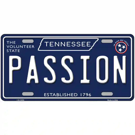 Passion Tennessee Blue Novelty Metal License Plate Tag 24" x 12" (LLP)