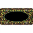 Green Camo Oval With Black Oval Center Metal Novelty License Plate 24" x 12" (LLP)