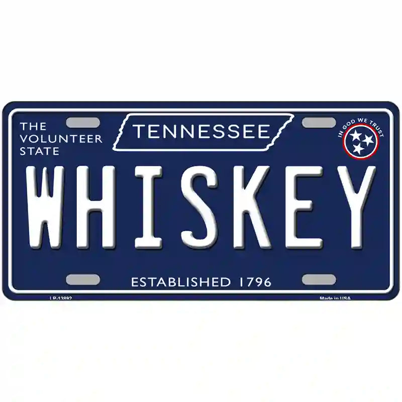 Whiskey Tennessee Blue Novelty Metal License Plate Tag 24" x 12" (LLP)