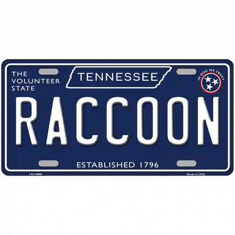 Raccoon Tennessee Blue Novelty Metal License Plate Tag 24" x 12" (LLP)