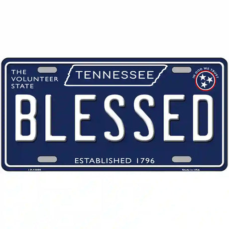 Blessed Tennessee Blue Novelty Metal License Plate Tag 24" x 12" (LLP)