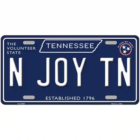 N Joy TN Tennessee Blue Novelty Metal License Plate Tag 24" x 12" (LLP)