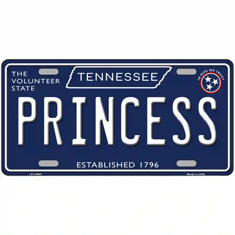 Princess Tennessee Blue Novelty Metal License Plate Tag 24" x 12" (LLP)