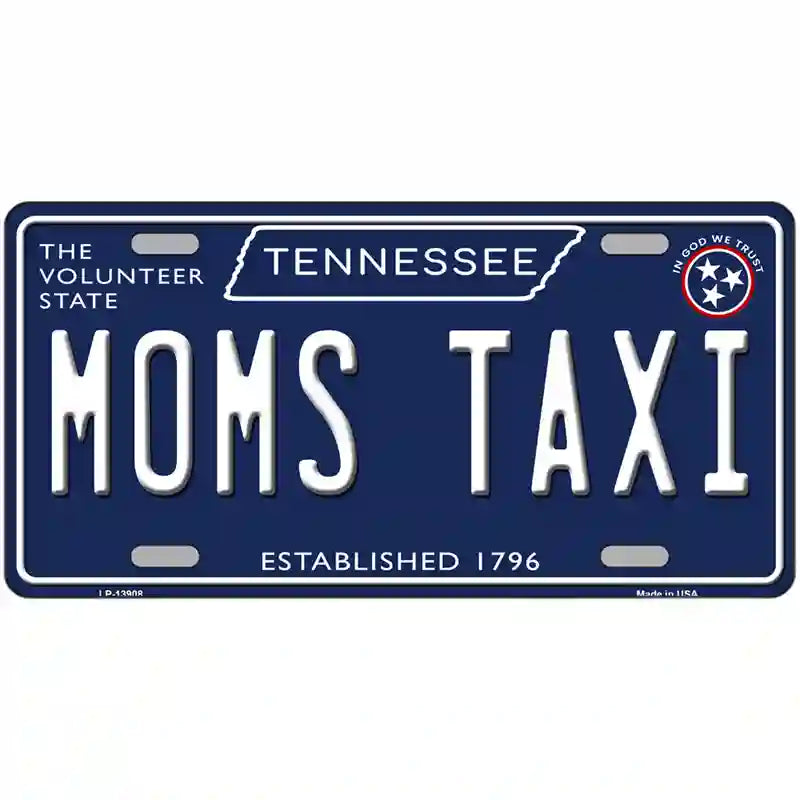 Moms Taxi Tennessee Blue Novelty Metal License Plate Tag 24" x 12" (LLP)