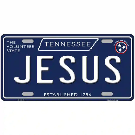 Jesus Tennessee Blue Novelty Metal License Plate Tag 24" x 12" (LLP)