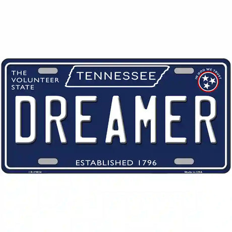 Dreamer Tennessee Blue Novelty Metal License Plate Tag 24" x 12" (LLP)