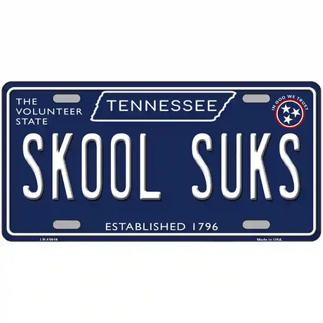 Skool Suks Tennessee Blue Novelty Metal License Plate Tag 24" x 12" (LLP)