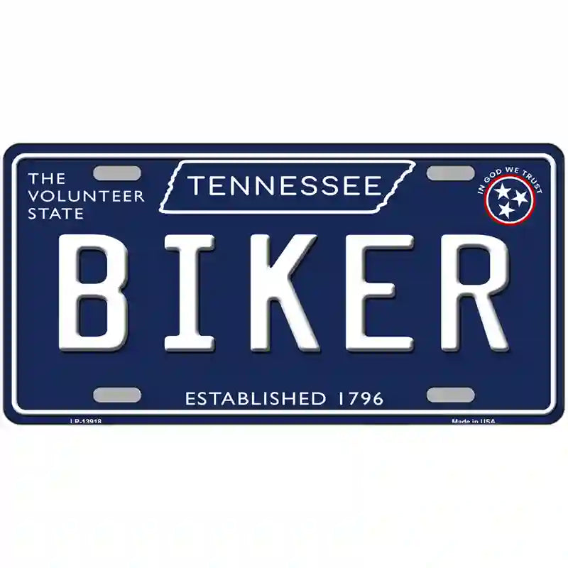 Biker Tennessee Blue Novelty Metal License Plate Tag 24" x 12" (LLP)