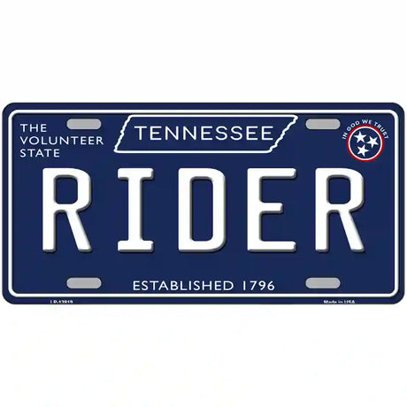 Rider Tennessee Blue Novelty Metal License Plate Tag 24" x 12" (LLP)