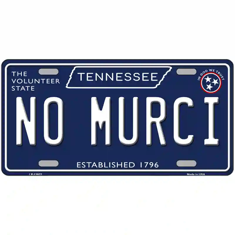 No Murci Tennessee Blue Novelty Metal License Plate Tag 24" x 12" (LLP)