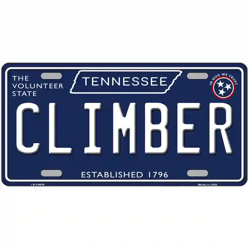 Climber Tennessee Blue Novelty Metal License Plate Tag 24" x 12" (LLP)