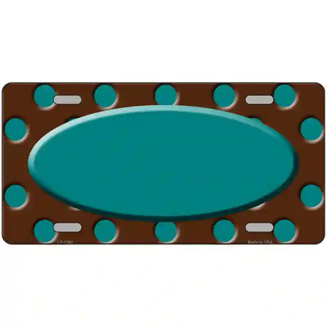 Teal Brown Polka Dot Center Oval Metal Novelty License Plate 24" x 12" (LLP)