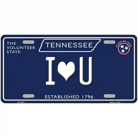 I Heart U Tennessee Blue Novelty Metal License Plate Tag 24" x 12" (LLP)