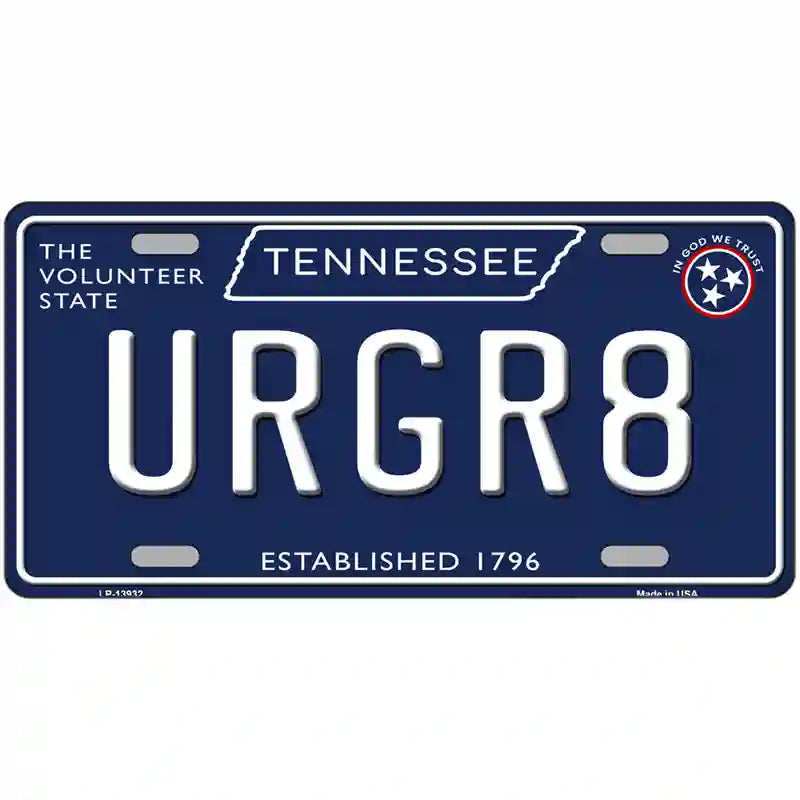 URGR8 Tennessee Blue Novelty Metal License Plate Tag 24" x 12" (LLP)