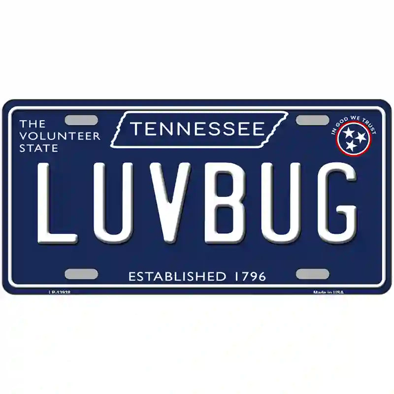 Luv Bug Tennessee Blue Novelty Metal License Plate Tag 24" x 12" (LLP)