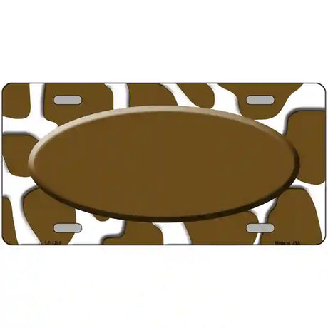 Brown White Giraffe Center Oval Metal Novelty License Plate 24" x 12" (LLP)