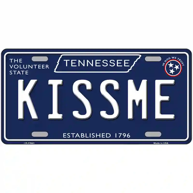 Kiss Me Tennessee Blue Novelty Metal License Plate Tag 24" x 12" (LLP)