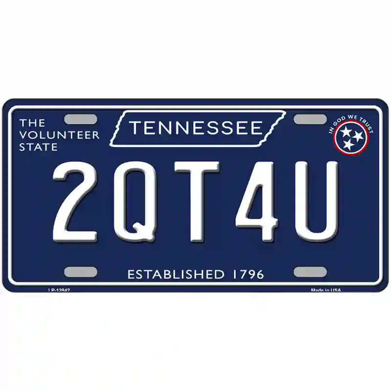 2QT4U Tennessee Blue Novelty Metal License Plate Tag 24" x 12" (LLP)