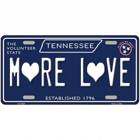 More Love Hearts Tennessee Blue Novelty Metal License Plate Tag 24" x 12" (LLP)